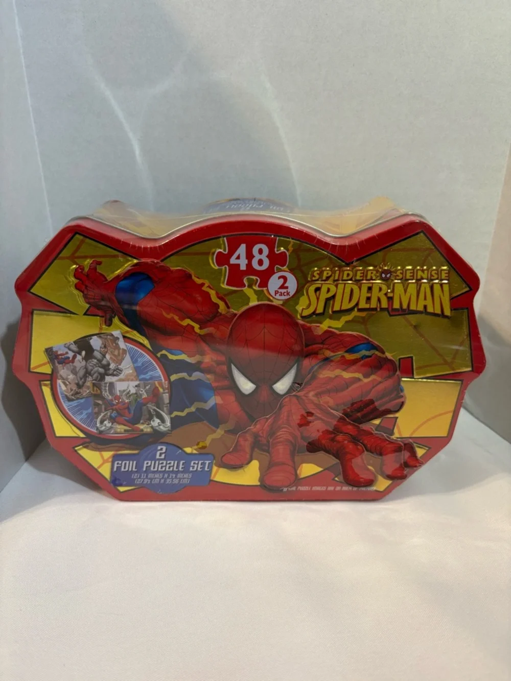 Marvel Spiderman - 2 Foil Puzzle Set. 48 PCS Each with tin (2013) New/Sealed‎